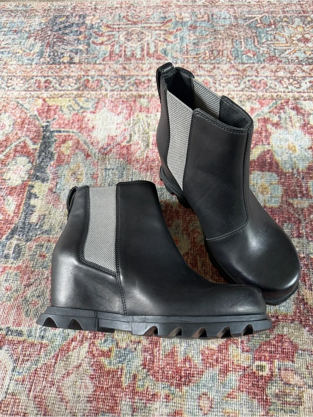 New Joan of Arctic III Chelsea Wedge Waterproof black Leather Winter Rain Boots